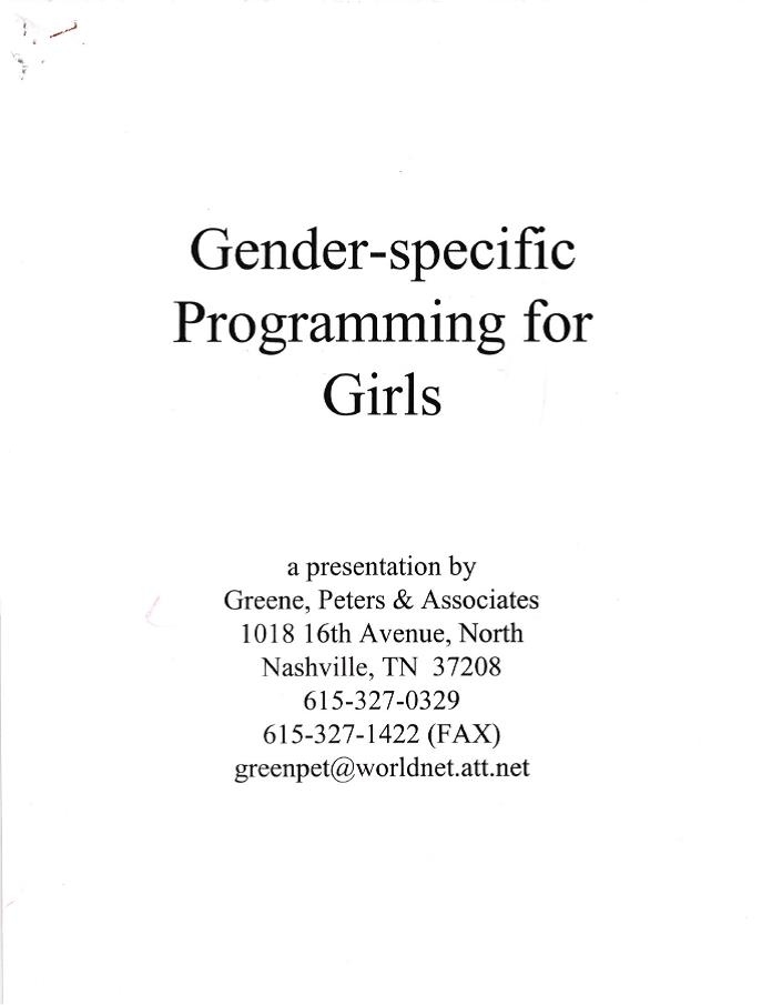 Gender-Specific Programming for Girls